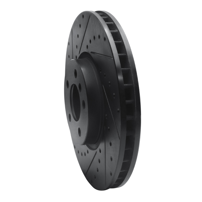 BMW X5 Brake Rotor (1) - Front Left - R1 Concepts - Drilled & Slotted - Black - `02-`06